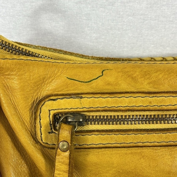 Borse In Pelle Made In Italy Genuine Leather Yellow Woven Boho Crossbody Purse - Picture 9 of 12